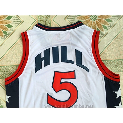 Camiseta USA 1996 Grant Hill #5 Blanco